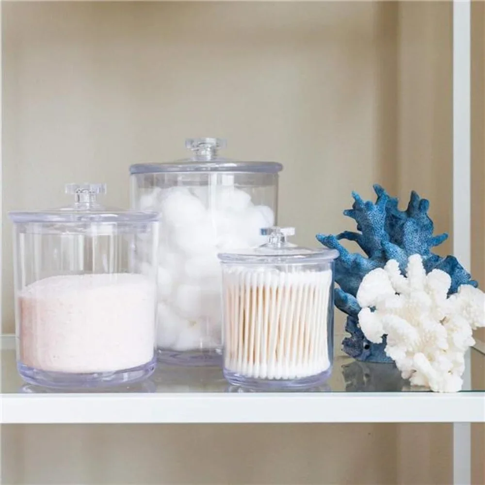 60-Ounce, 30-Ounce and 15-Ounce Clear Plastic Apothecary Jars Set of 3